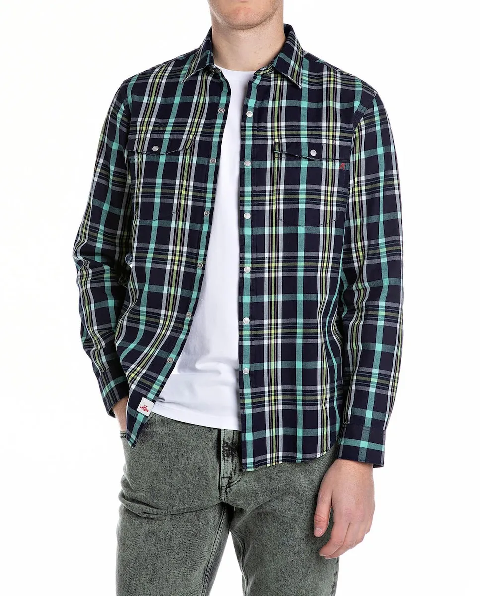 Мужская рубашка с длинным рукавом в клетку Replay, черный
Мужская рубашка с длинным рукавом в клетку Replay, черный