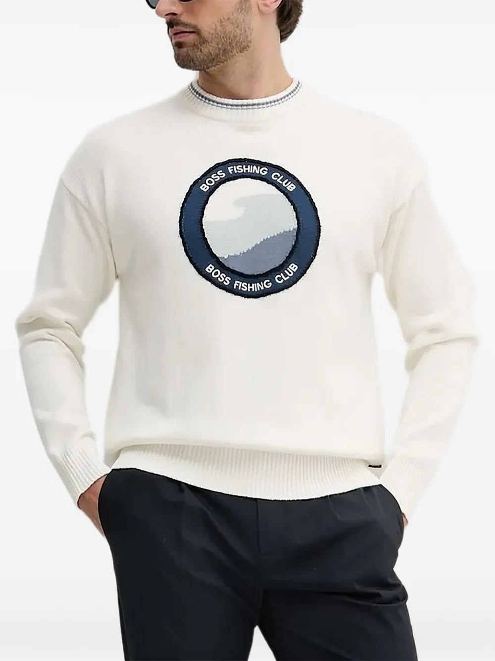 Свитер с круглым вырезом BOSS, белый
Свитер с круглым вырезом BOSS, белый