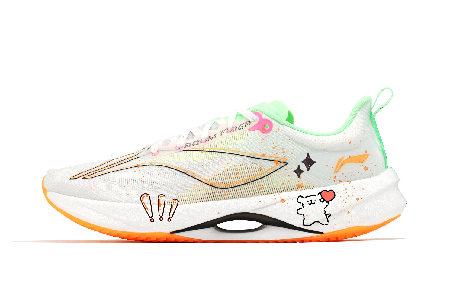 Кроссовки Super Light 21 для бега мужские с низким верхом белые/оранжевые/зеленые Lining 
Кроссовки Super Light 21 для бега мужские с низким верхом белые/оранжевые/зеленые Lining