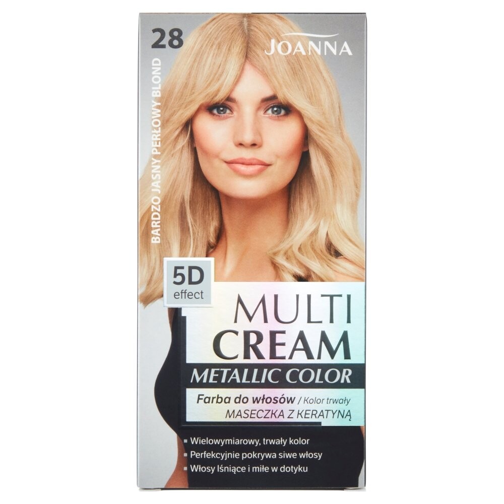 Joanna, Multi Cream Metallic Color, краска для волос 28 Very Light Pearl Blonde
Joanna, Multi Cream Metallic Color, краска для волос 28 Very Light Pearl Blonde