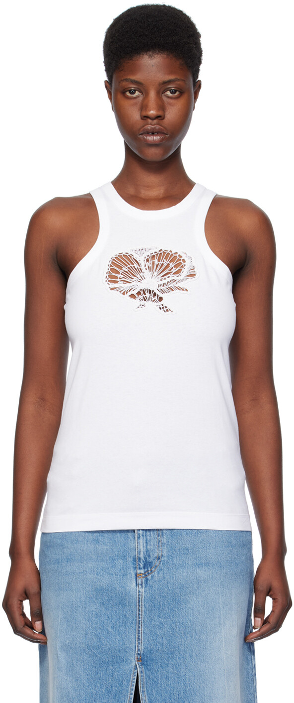 Белая майка с вырезом крючком Stella Mccartney 
Белая майка с вырезом крючком Stella Mccartney