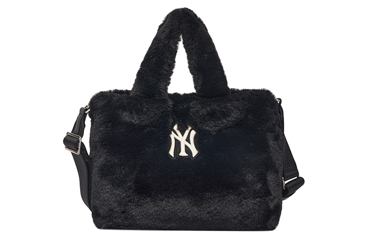 Синтетическая кожаная полиэстеровая сумка-шоппер через плечо с наплечным ремнем повседневная женская черная MLB