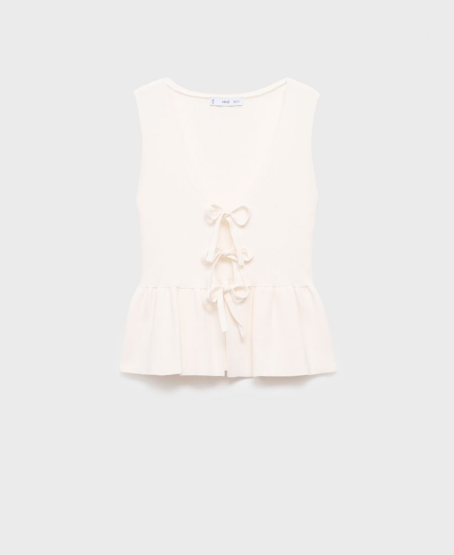 Вязаный топ с бантиками для женщин MANGO, White
Вязаный топ с бантиками для женщин MANGO, White