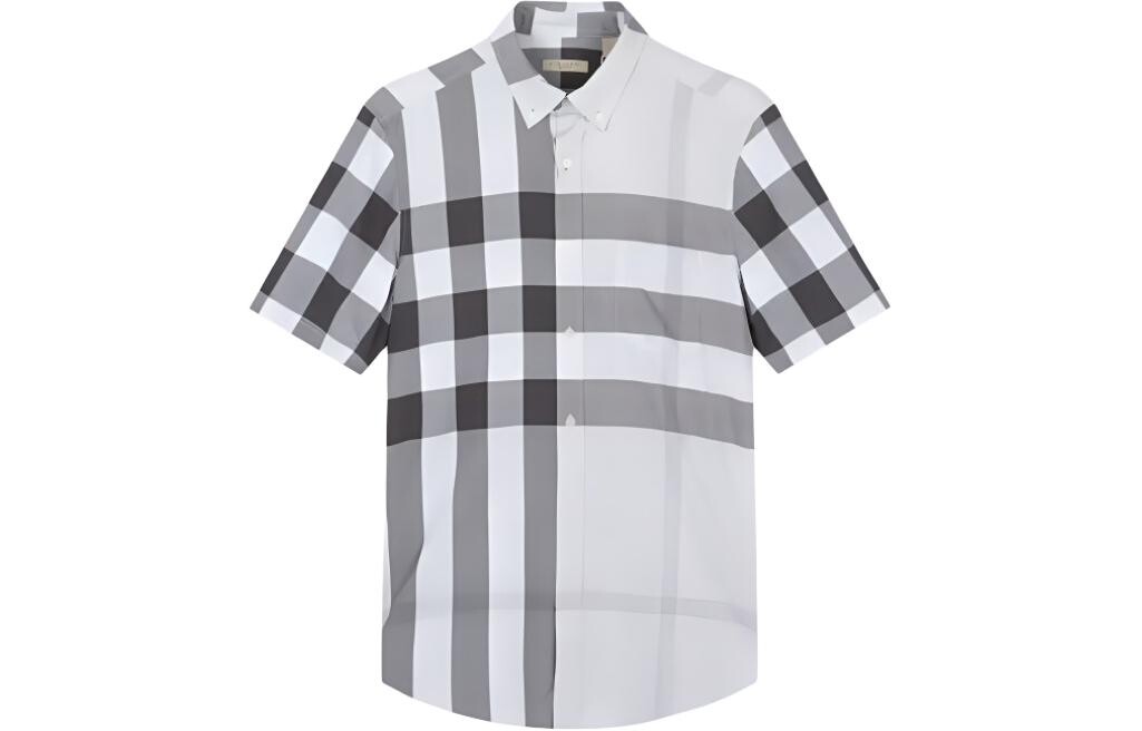 Мужская рубашка в клетку с коротким рукавом и застежкой на пуговицы, серая Burberry, серый
Мужская рубашка в клетку с коротким рукавом и застежкой на пуговицы, серая Burberry, серый