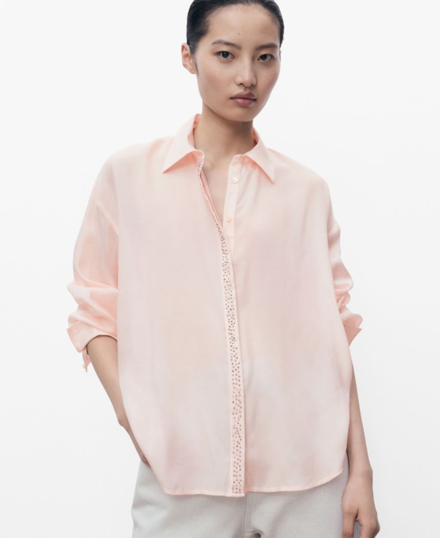 Женская рубашка из модала с отделкой стразами MANGO, Pastel Pink
Женская рубашка из модала с отделкой стразами MANGO, Pastel Pink