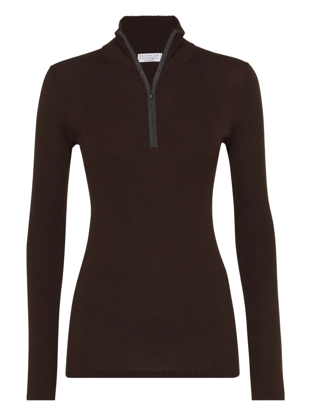 Ребристый свитер с застежкой-молнией на воротнике Brunello Cucinelli, коричневый
Ребристый свитер с застежкой-молнией на воротнике Brunello Cucinelli, коричневый