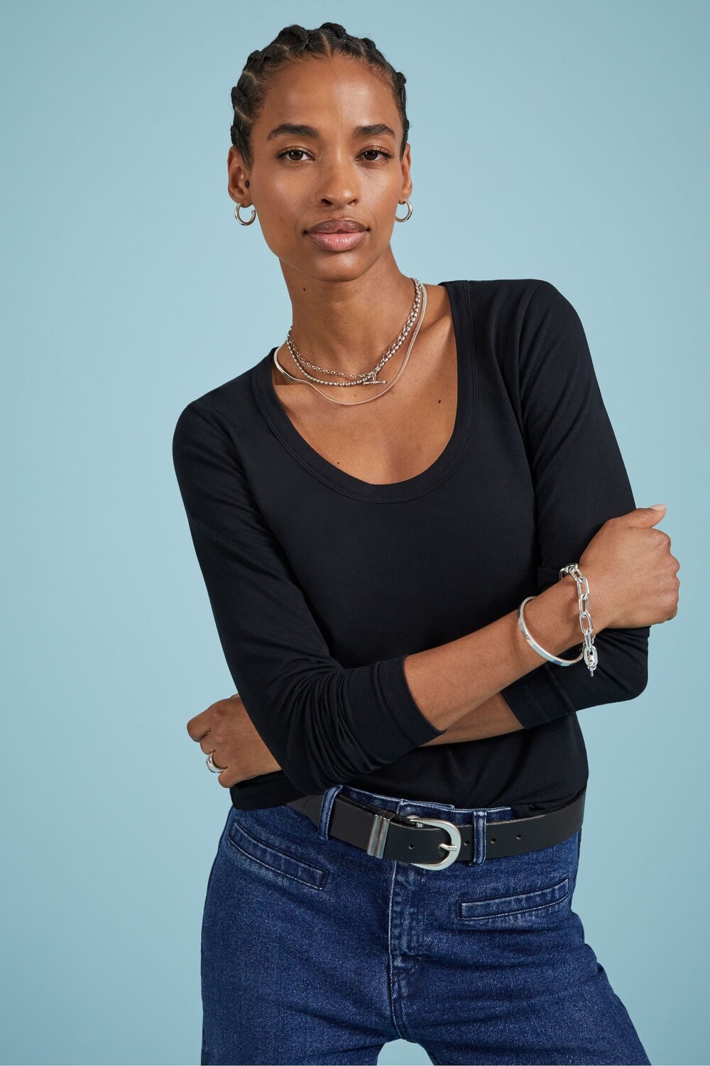 Essentials с длинными рукавами и круглым вырезом топ с lenzing ecovero Baukjen, черный
Essentials с длинными рукавами и круглым вырезом топ с lenzing ecovero Baukjen, черный