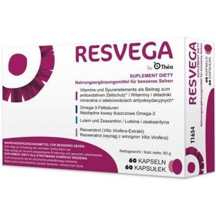 Пищевая добавка Resvega для зрения 60 капсул Thea Pharma
Пищевая добавка Resvega для зрения 60 капсул Thea Pharma