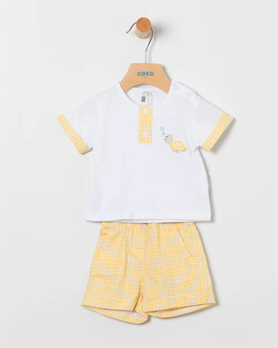 Комплект для мальчика с футболкой с короткими рукавами и шортами в клеточку Coco Acqua, желтый
Комплект для мальчика с футболкой с короткими рукавами и шортами в клеточку Coco Acqua, желтый