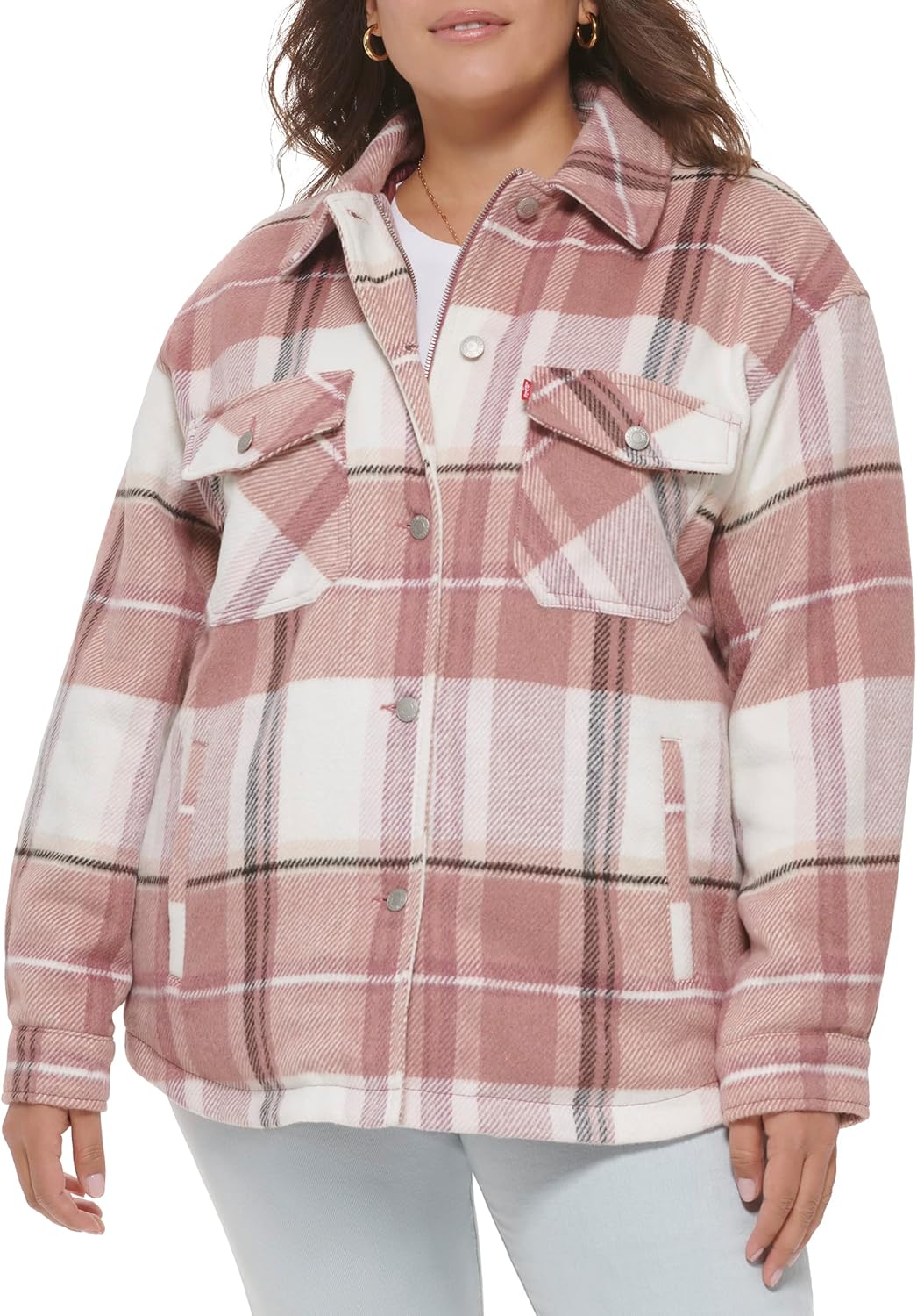 Levi's Женская повседневная рубашка-куртка, Cameo Pink Plaid 
Levi's Женская повседневная рубашка-куртка, Cameo Pink Plaid