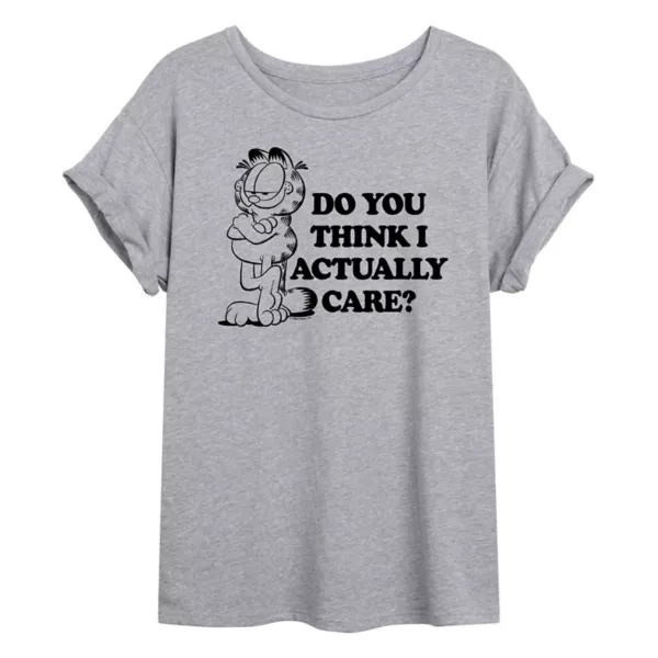 Детская футболка оверсайз Garfield "Тебе кажется, что мне не всё равно" Licensed Character, серый 
Детская футболка оверсайз Garfield "Тебе кажется, что мне не всё равно" Licensed Character, серый