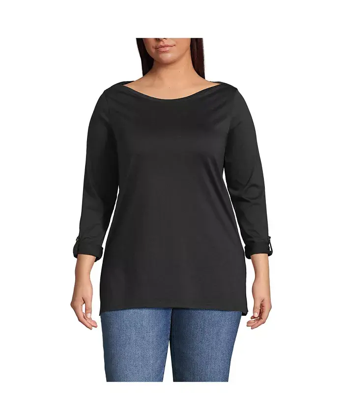 Туника с 3/4 рукавом и лодочкой из хлопка Supima, регулируемая, больших размеров Lands' End, черный
Туника с 3/4 рукавом и лодочкой из хлопка Supima, регулируемая, больших размеров Lands' End, черный