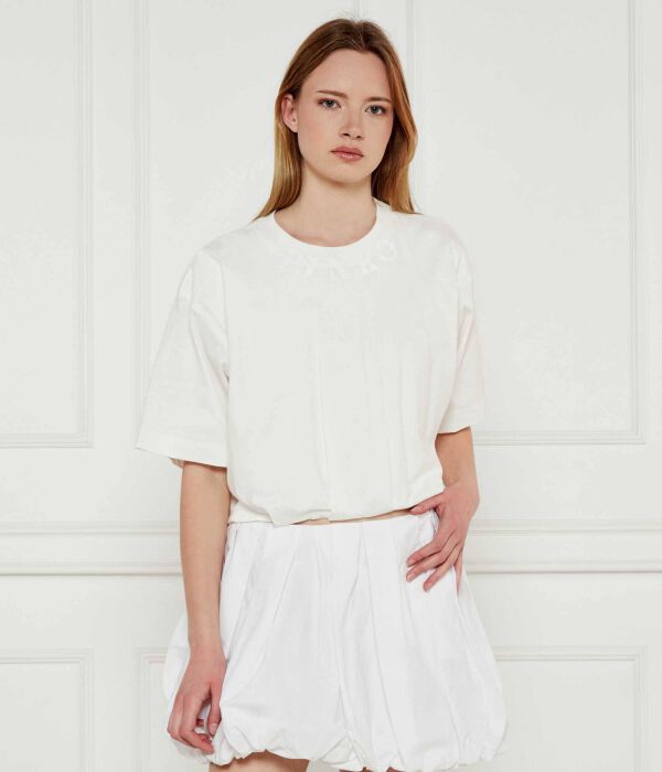 Футболка в торроне Cropped fit Pinko, белый 
Футболка в торроне Cropped fit Pinko, белый