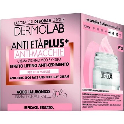 Dermolab Anti-Aging Plus Крем против пятен для лица и шеи с гиалуроновой кислотой 50 мл, Deborah Group
Dermolab Anti-Aging Plus Крем против пятен для лица и шеи с гиалуроновой кислотой 50 мл, Deborah Group