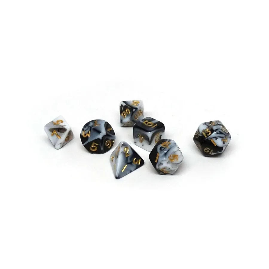 Мраморный с золотом (7), Dice - Mini 7 Piece Poly Sets (Easy Roller Dice)
Мраморный с золотом (7), Dice - Mini 7 Piece Poly Sets (Easy Roller Dice)