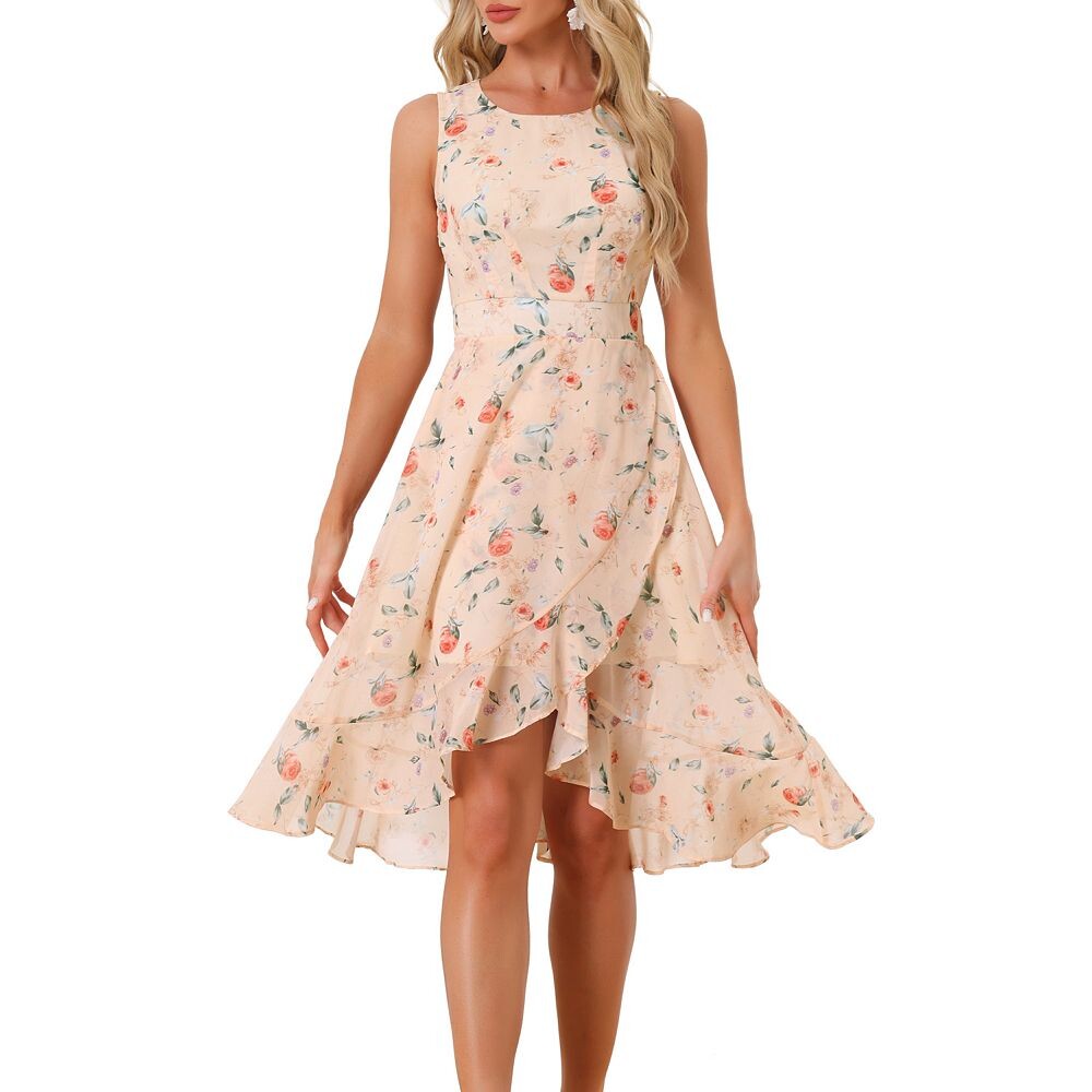 Женские летние платья с рюшами и подолом, платье без рукавов с круглым вырезом и талией, платье с цветочным принтом ALLEGRA K, цвет Apricot
Женские летние платья с рюшами и подолом, платье без рукавов с круглым вырезом и талией, платье с цветочным принтом ALLEGRA K, цвет Apricot