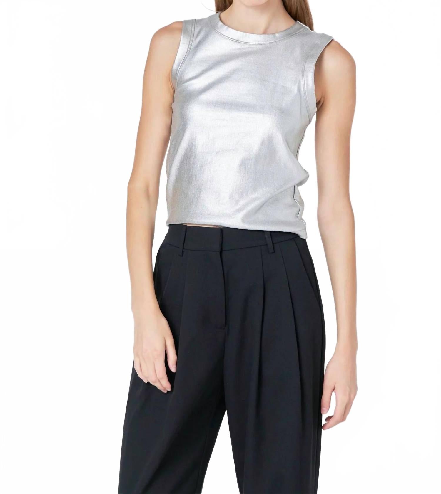 Серебристая металлическая майка-борцовка Endless rose
Серебристая металлическая майка-борцовка Endless rose