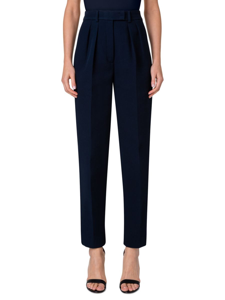 Плиссированные габардиновые брюки Akris, темно-синий
Плиссированные габардиновые брюки Akris, темно-синий