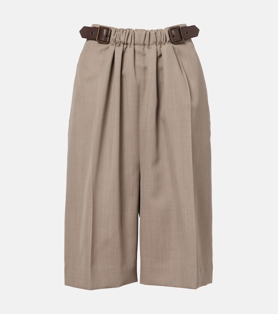 Шерстяные шорты с поясом Loewe, Beige Melange
Шерстяные шорты с поясом Loewe, Beige Melange