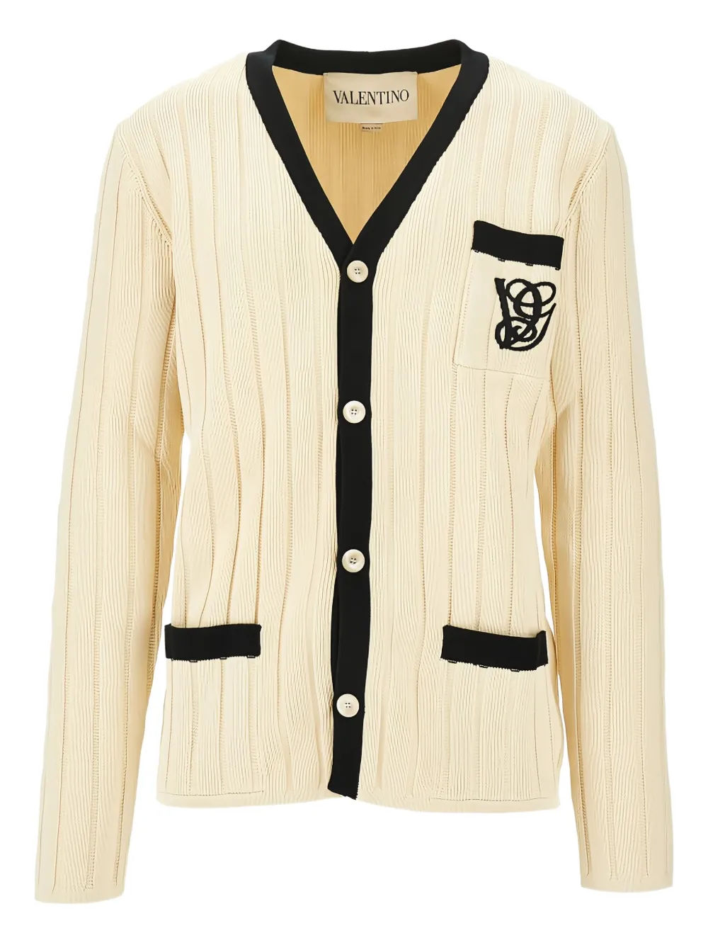 Кардиган с вышивкой в виде монограммы Valentino Garavani, кремовый
Кардиган с вышивкой в виде монограммы Valentino Garavani, кремовый