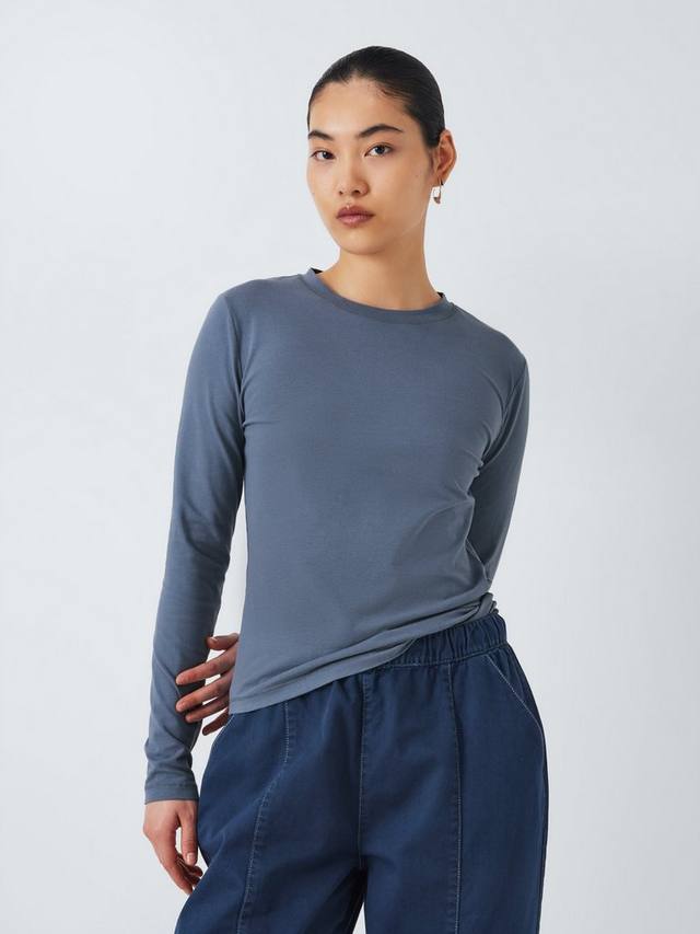 Облегающий топ с длинным рукавом John Lewis , синий 
Облегающий топ с длинным рукавом John Lewis , синий