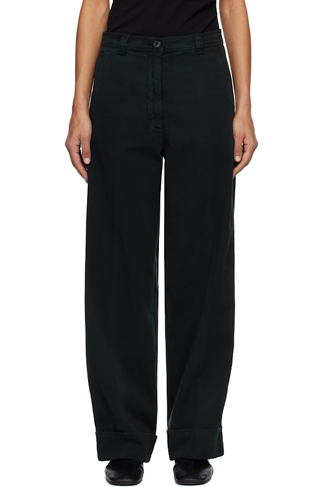 Dries Van Noten Зеленые хлопчатобумажные брюки с манжетами
Dries Van Noten Зеленые хлопчатобумажные брюки с манжетами