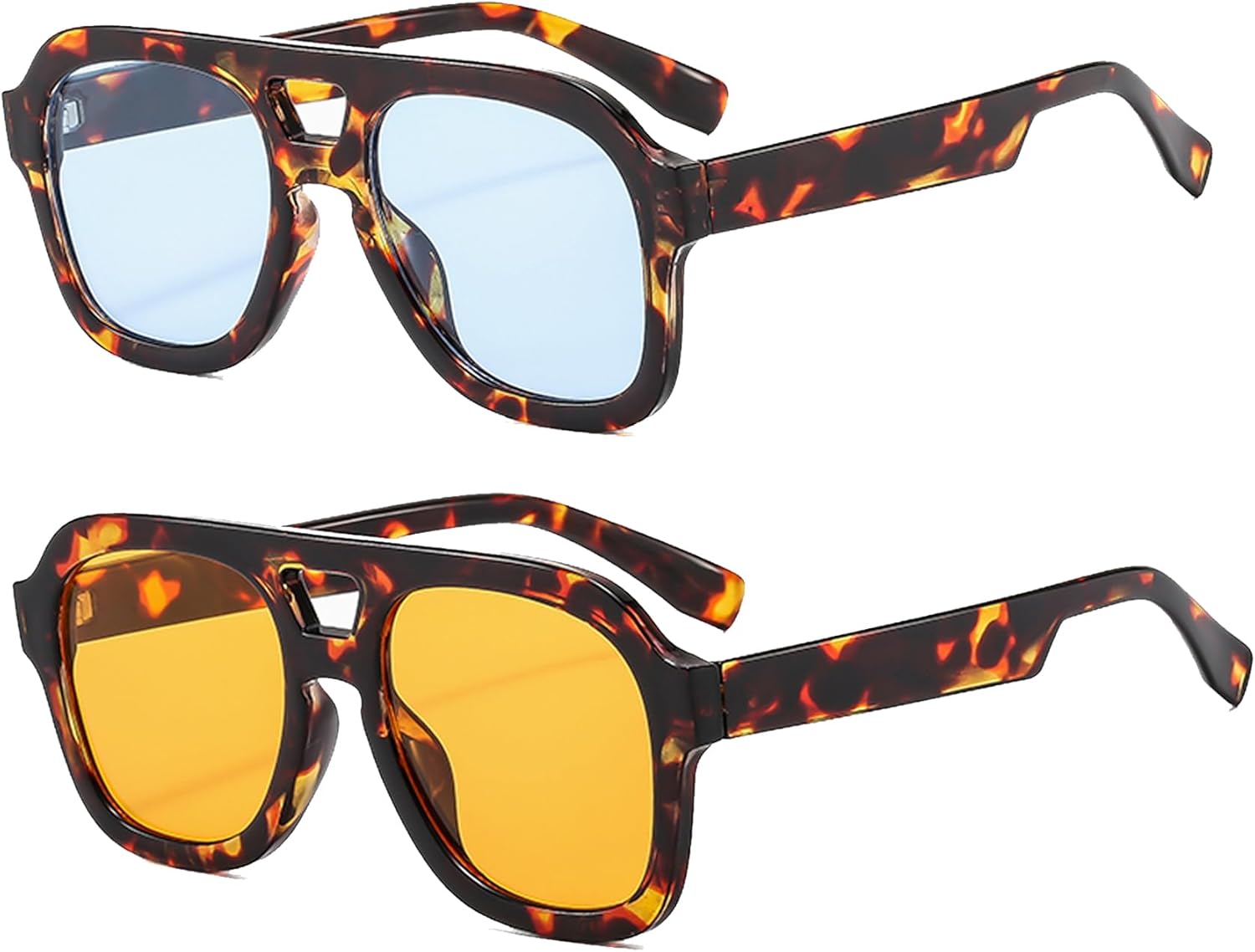 Солнцезащитные очки Long Keeper Retro Pilot с двойной перемычкой, квадратная оправа, толстая рамка, винтажный стиль 70-х, защита от ультрафиолета UV400, (2 Pack) Leopard/Blue + Leopard/Orange
Солнцезащитные очки Long Keeper Retro Pilot с двойной перемычкой, квадратная оправа, толстая рамка, винтажный стиль 70-х, защита от ультрафиолета UV400, (2 Pack) Leopard/Blue + Leopard/Orange