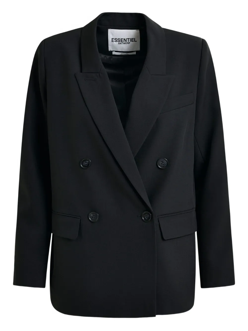 Двубортный блейзер с подкладкой на плечах Essentiel Antwerp, черный
Двубортный блейзер с подкладкой на плечах Essentiel Antwerp, черный
