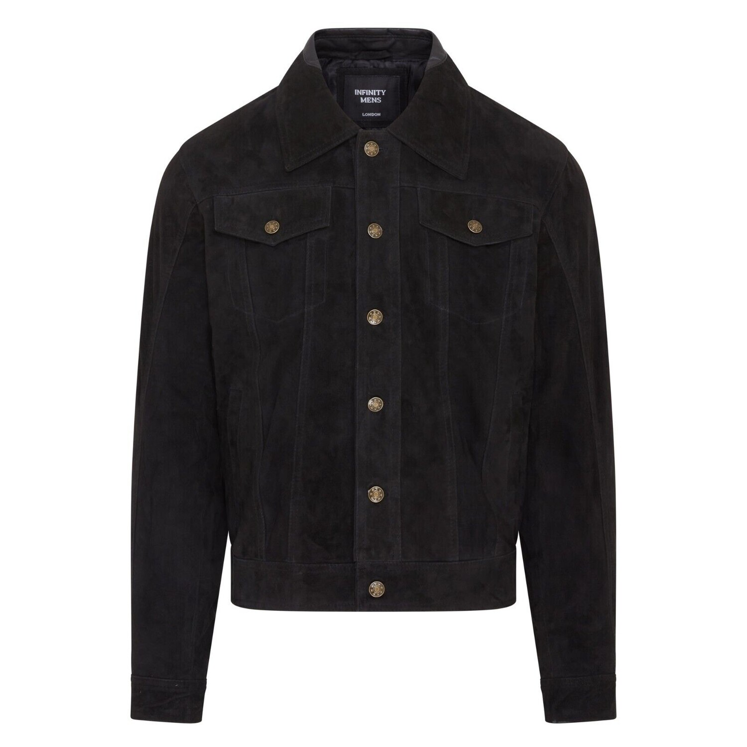 Джинсовая куртка дальнобойщика из козьей замши в западном стиле янгон Infinity Leather, черный 
Джинсовая куртка дальнобойщика из козьей замши в западном стиле янгон Infinity Leather, черный
