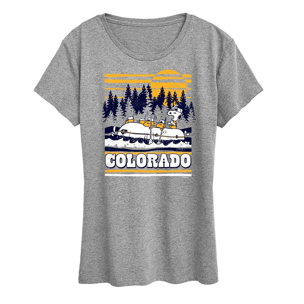 Женская футболка с рисунком Peanuts Snoopy & Woodstock Colorado Rafting Licensed Character, цвет Heather Gray
Женская футболка с рисунком Peanuts Snoopy & Woodstock Colorado Rafting Licensed Character, цвет Heather Gray
