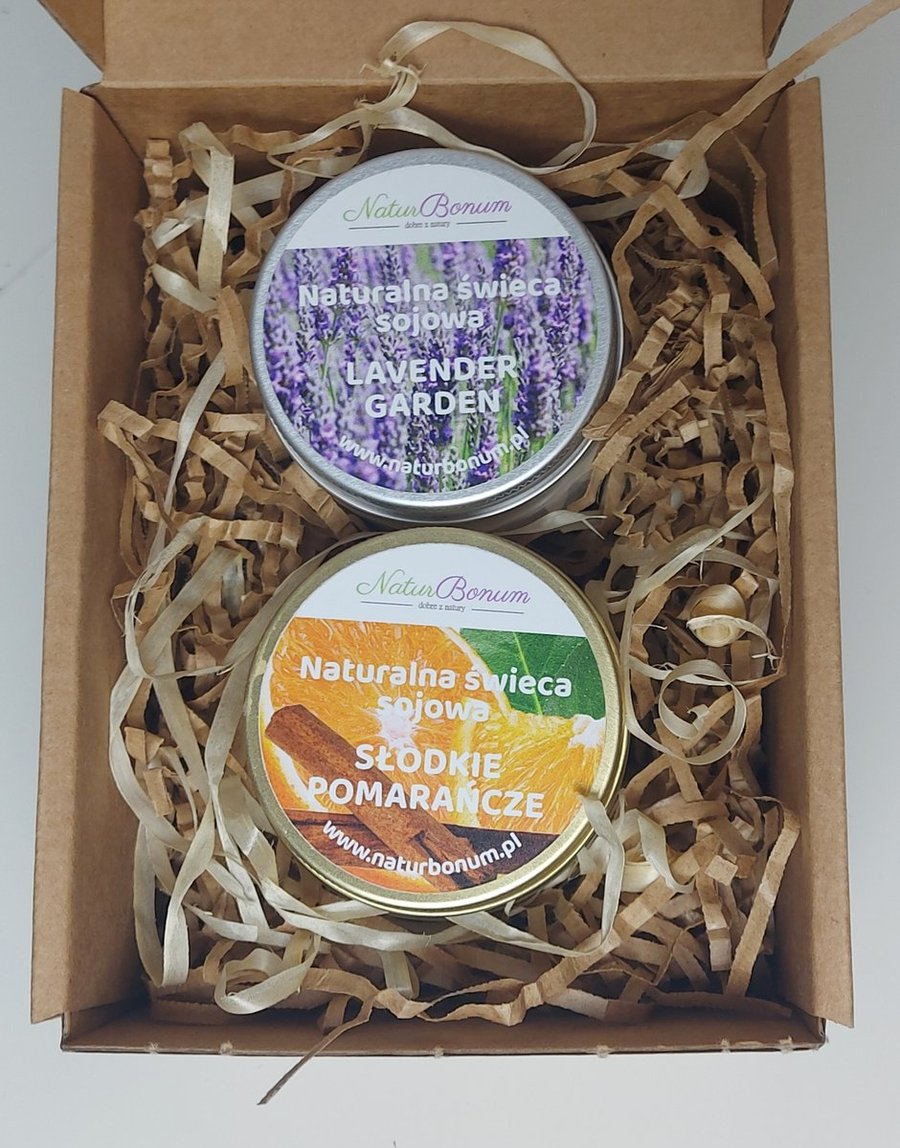 Подарочный набор Ароматизированная двойная упаковка: соевая свеча 100 мл LAVENDER GARDEN + соевая свеча 100 мл SWEET ORANGE NaturBonum
Подарочный набор Ароматизированная двойная упаковка: соевая свеча 100 мл LAVENDER GARDEN + соевая свеча 100 мл SWEET ORANGE NaturBonum