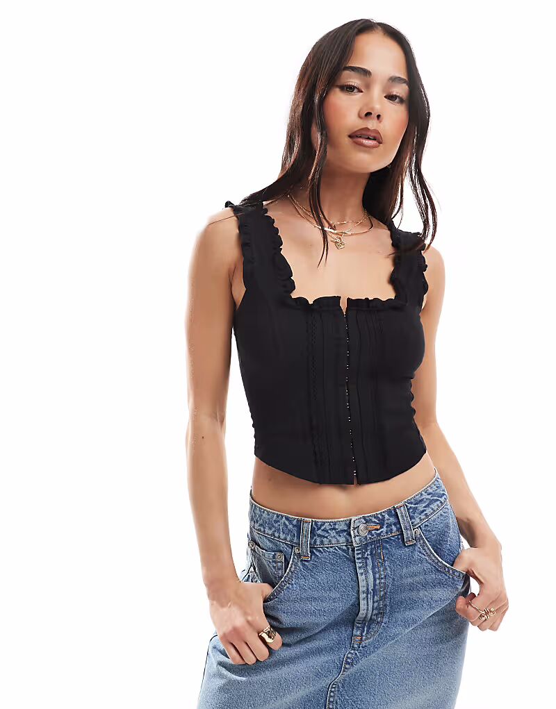 Корсетный топ Miss Selfridge с отделкой крючками и петлями черного цвета
Корсетный топ Miss Selfridge с отделкой крючками и петлями черного цвета
