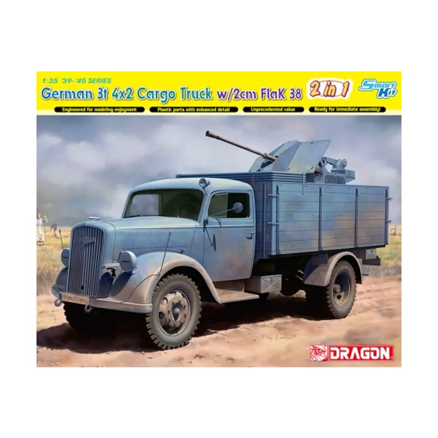 Немецкий 3-тонный грузовик 4x2 с 2-см FlaK 38 (2-в-1), Dragon Models - '39 to '45 Series - Germany (1:35)
Немецкий 3-тонный грузовик 4x2 с 2-см FlaK 38 (2-в-1), Dragon Models - '39 to '45 Series - Germany (1:35)