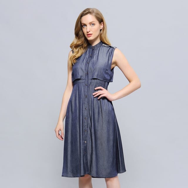 Платье-Рубашка с открытой спиной и расклешенными брюками Smart And Joy, синий 
Платье-Рубашка с открытой спиной и расклешенными брюками Smart And Joy, синий