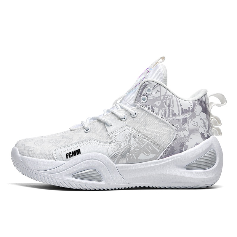 Нескользящие, дышащие, износостойкие баскетбольные кроссовки для подростков FCMM, белый/серый 
Нескользящие, дышащие, износостойкие баскетбольные кроссовки для подростков FCMM, белый/серый
