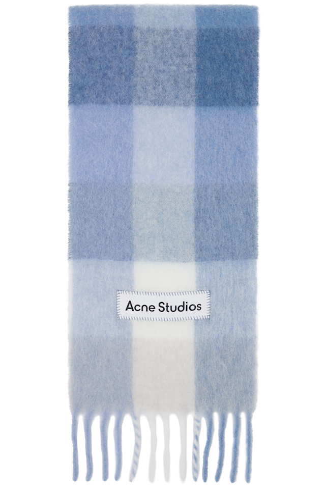 Acne Studios Сине-Белый клетчатый шарф из мохера
Acne Studios Сине-Белый клетчатый шарф из мохера