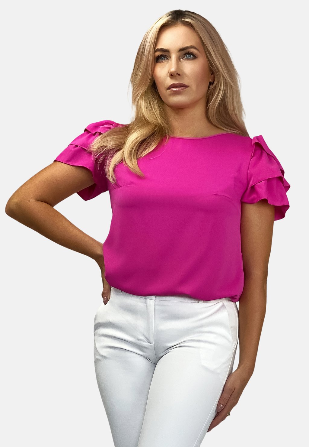 Блуза WITH FRILLS ON THE SLEEVES REGINA FASHION, розовый 
Блуза WITH FRILLS ON THE SLEEVES REGINA FASHION, розовый