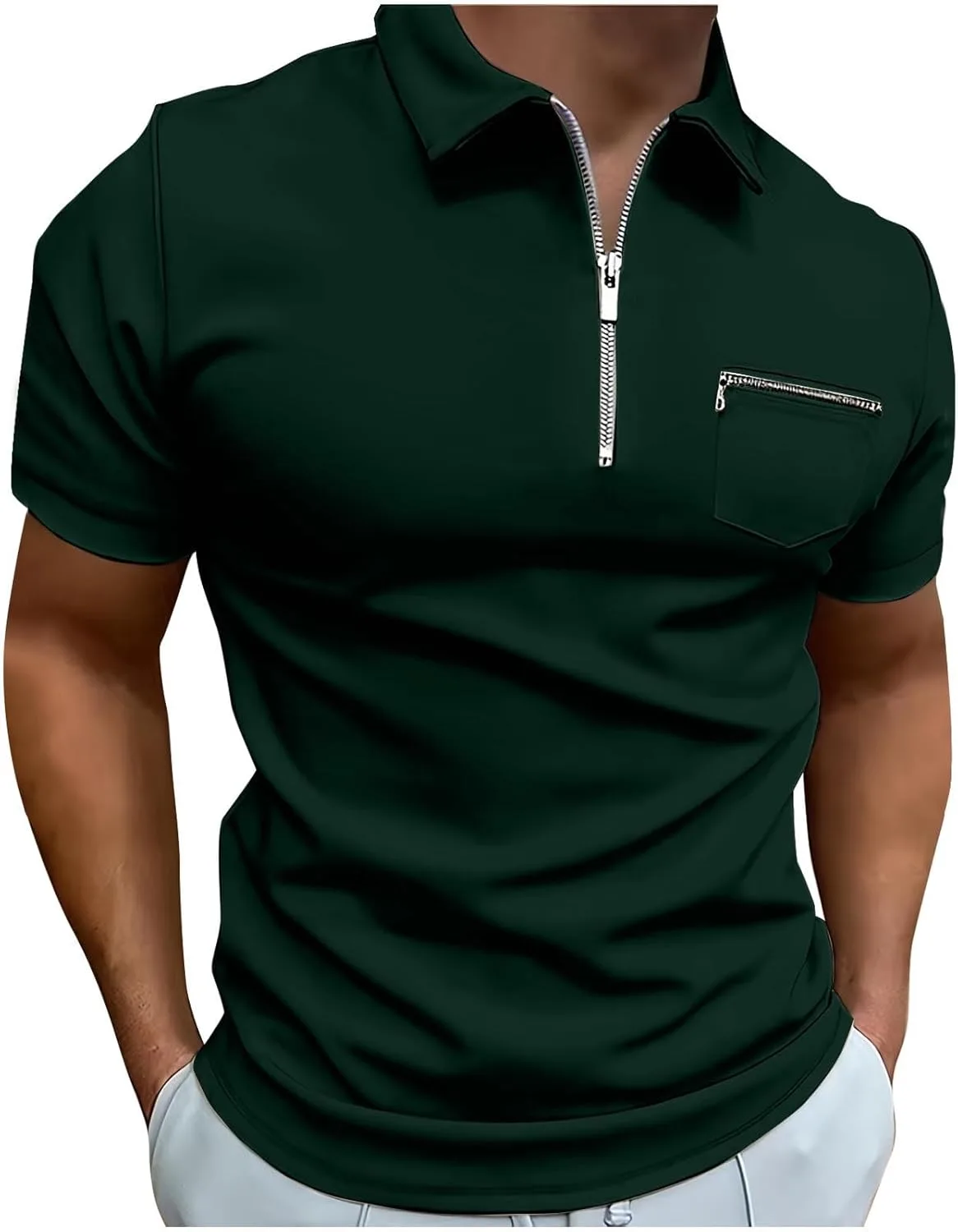 Мужская футболка для гольфа с воротником и карманом, 1/4 молнии, короткий рукав
Мужская футболка для гольфа с воротником и карманом, 1/4 молнии, короткий рукав