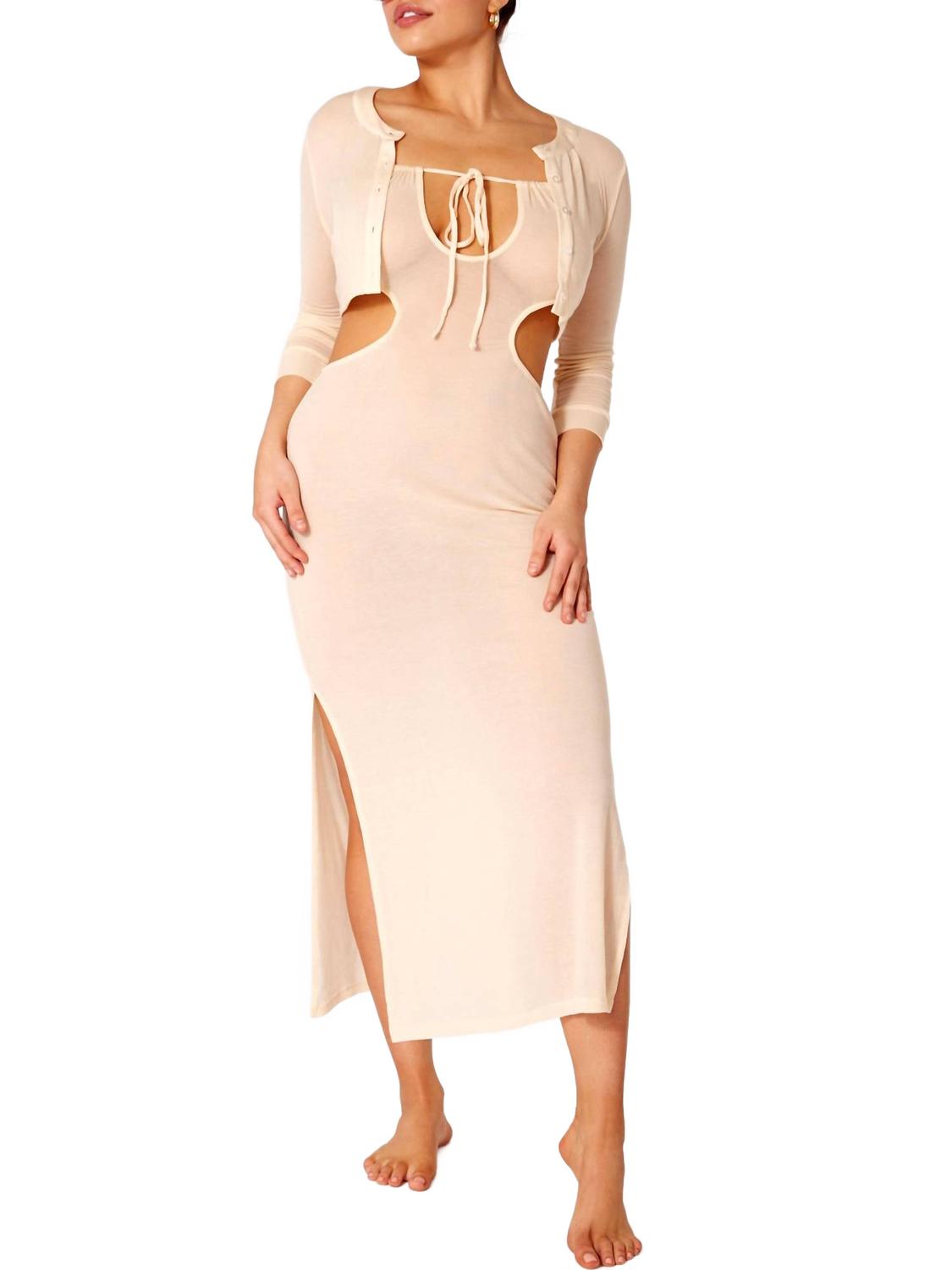 Макси-парео с драпировкой и вырезами в бежевом цвете WeWoreWhat
Макси-парео с драпировкой и вырезами в бежевом цвете WeWoreWhat