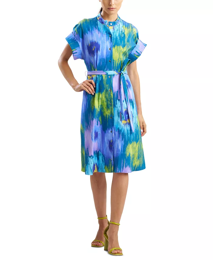 Женское платье-рубашка с цветочным принтом и воротником-стойкой Natori, синий
Женское платье-рубашка с цветочным принтом и воротником-стойкой Natori, синий