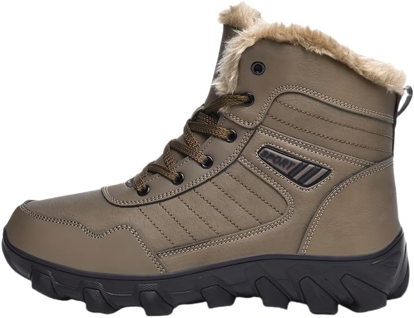 Мужские зимние высокие горные ботинки Hhhchpm - повседневные шнурованные снежные ботинки с противоскользящей резиновой подошвой, однотонные с теплой плюшевой подкладкой - идеально подходят для походов и повседневной носки, коричневый
Мужские зимние высокие горные ботинки Hhhchpm - повседневные шнурованные снежные ботинки с противоскользящей резиновой подошвой, однотонные с теплой плюшевой подкладкой - идеально подходят для походов и повседневной носки, коричневый