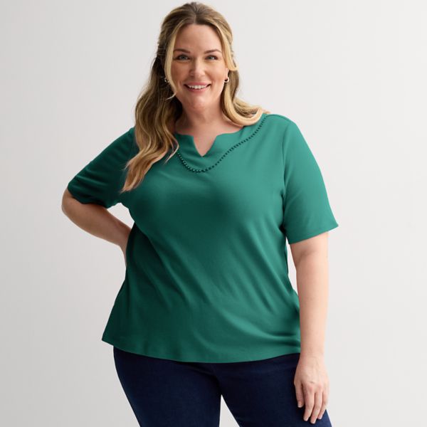 Плюс сайз топ с разрезом на шее и помпонами Croft & Barrow, цвет dark teal
Плюс сайз топ с разрезом на шее и помпонами Croft & Barrow, цвет dark teal