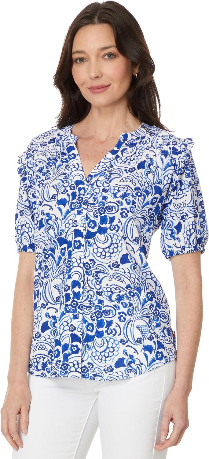 Топ Tommy Hilfiger Short Sleeve Fountain Smocked Yoke Top, цвет Ivory/Provence
Топ Tommy Hilfiger Short Sleeve Fountain Smocked Yoke Top, цвет Ivory/Provence