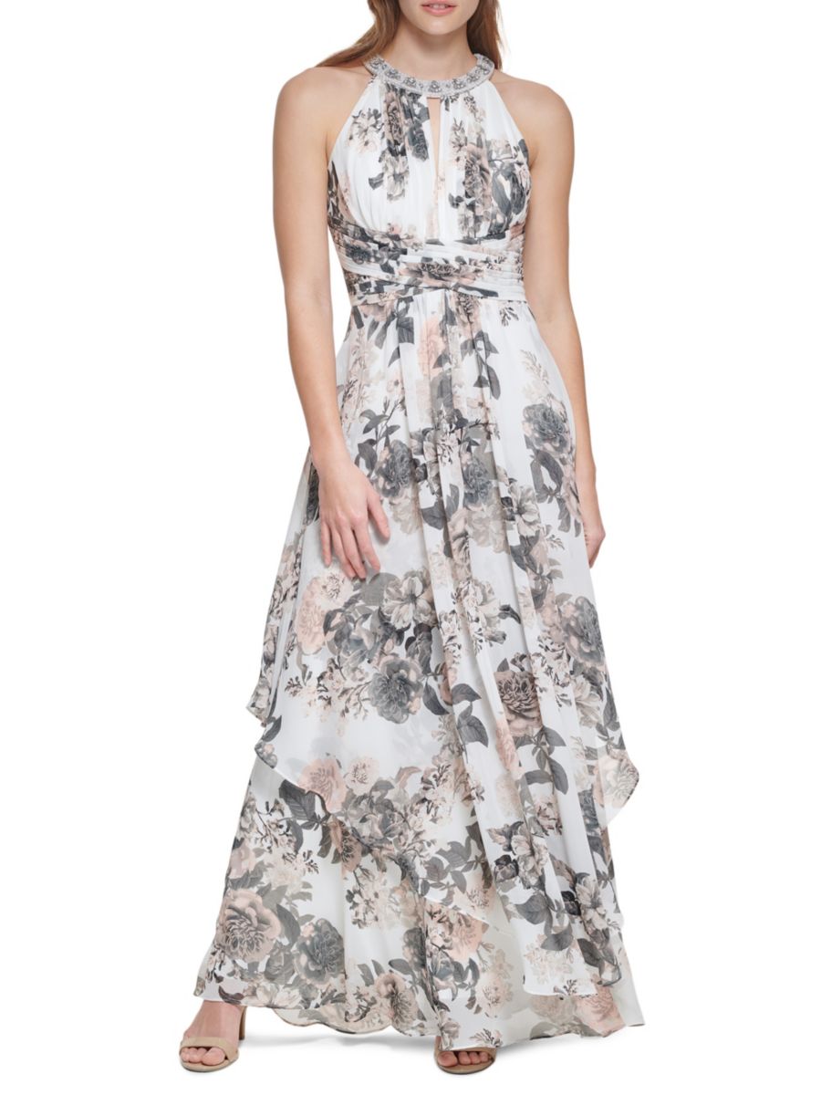 Платье-трапеция с бисером и бретельками через шею Eliza J, слоновая кость
Платье-трапеция с бисером и бретельками через шею Eliza J, слоновая кость