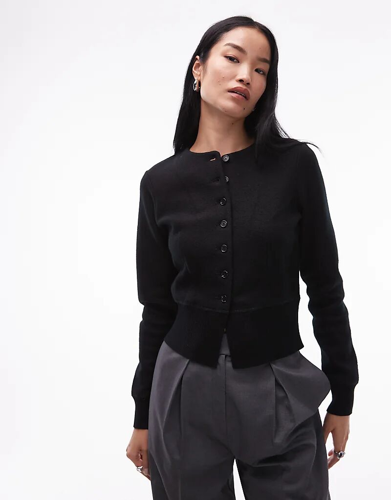 Двусторонний кардиган ARKET из плотной шерсти с присборенной талией, черный цвет
Двусторонний кардиган ARKET из плотной шерсти с присборенной талией, черный цвет