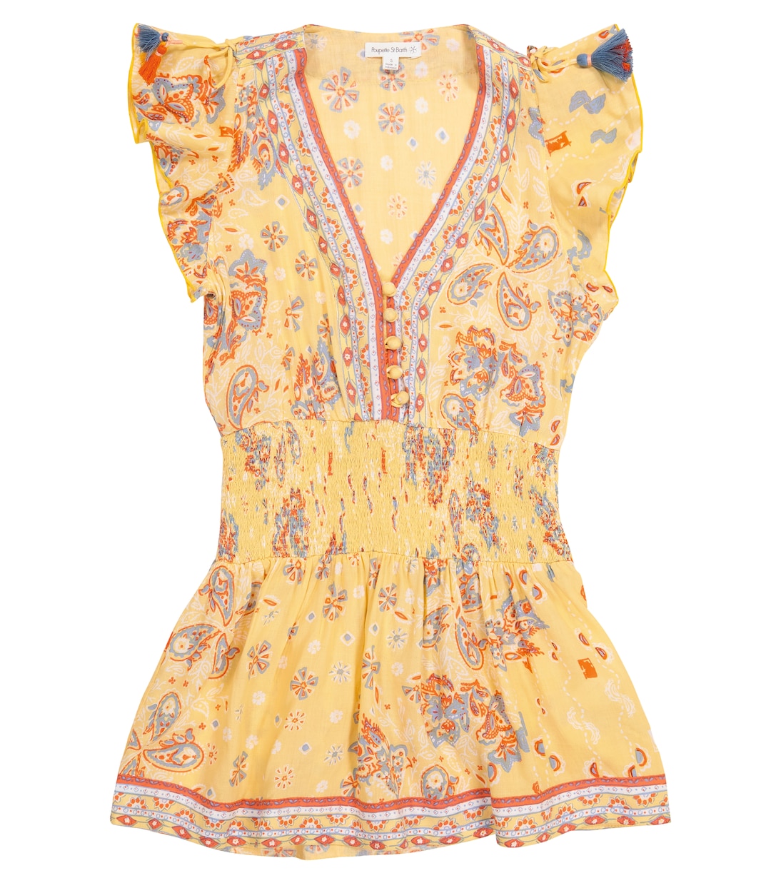 Цветочное платье Рэйчел Poupette St Barth Kids, Yellow Ruellia Batik Vertical 
Цветочное платье Рэйчел Poupette St Barth Kids, Yellow Ruellia Batik Vertical