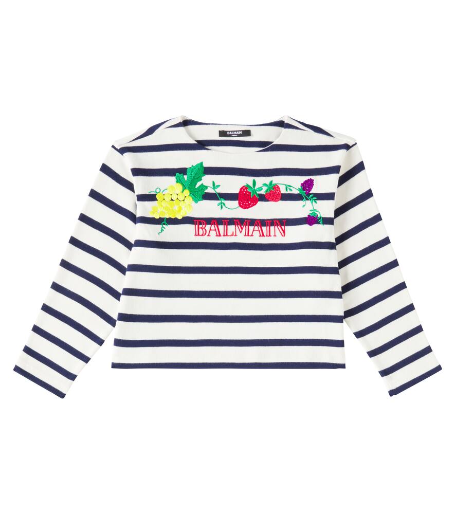 Полосатая хлопковая футболка из джерси Balmain Kids, Ivory/Blue
Полосатая хлопковая футболка из джерси Balmain Kids, Ivory/Blue