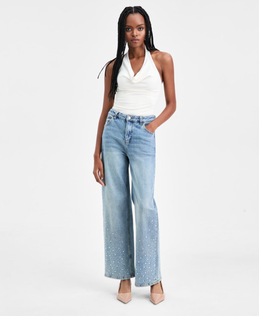 Женские джинсы с широкими штанинами, украшенные стразами Bar III, Light Wash
Женские джинсы с широкими штанинами, украшенные стразами Bar III, Light Wash