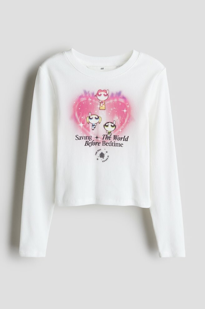 Рубашка из джерси с мотивным принтом H&M, белый
Рубашка из джерси с мотивным принтом H&M, белый