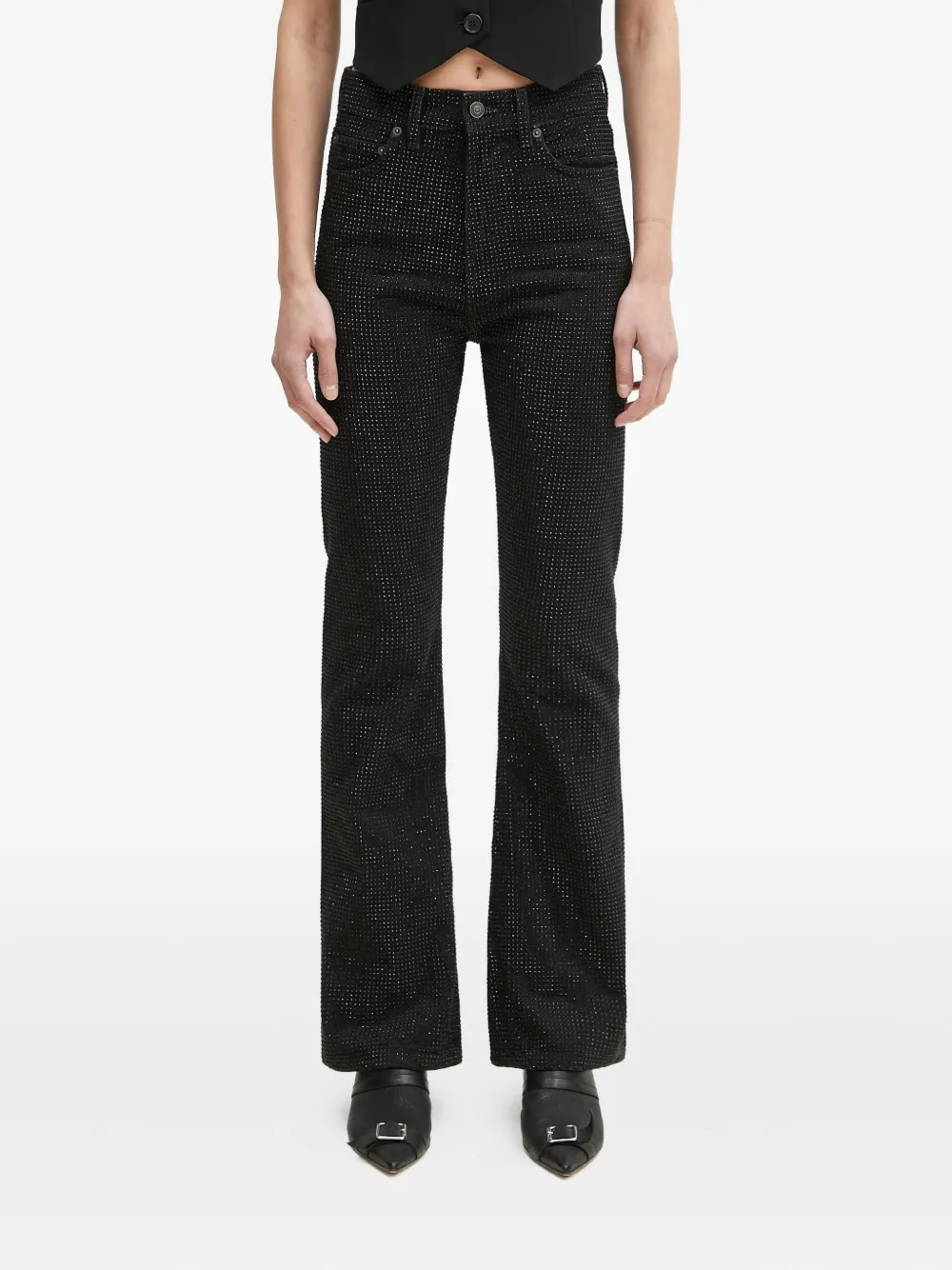 Расклешенные джинсы с кристаллами Fiorucci, черный
Расклешенные джинсы с кристаллами Fiorucci, черный